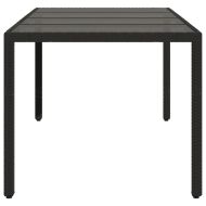 Градинска маса със стъклен плот черен 190x90x75 см полиратан