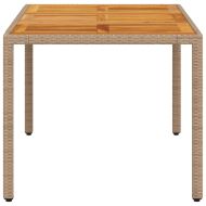 Градинска маса, бежов, 150x90x75 см, полиратан и акациево дърво