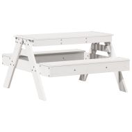 Маса за пикник за деца бяла 88x97x52 см борово дърво масив