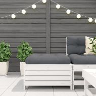 Градинска табуретка, бяла, 62x63,5x32 см, бор масив