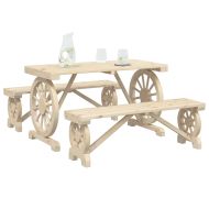 Градински трапезен комплект от 3 части, масивна ела