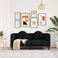 Диван с възглавници 2-местен черно кадифе