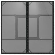 Градинска маса със стъклен плот, черна, 80x80x75 см, полиратан