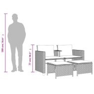 2-местен градински диван с маса и табуретки кафяв полиратан