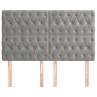 Табла за легло, светло сива, 144x7x118/128 см, кадифе