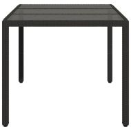 Градинска маса със стъклен плот черен 150x90x75 см полиратан