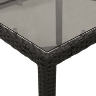 Градинска маса със стъклен плот черен 150x90x75 см полиратан