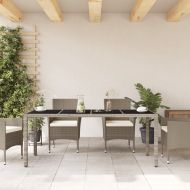 Градинска маса стъклен плот светлосива 190x90x75 см полиратан