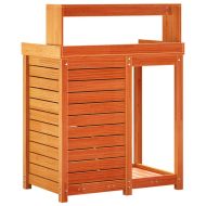 Маса за разсаждане с рафтове кафява 82,5x50x109,5 см бор масив