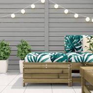 Градинска табуретка с възглавница, импрегнирано борово дърво