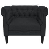 Честърфийлд кресло, черно, текстил