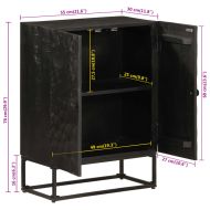 Бюфет, черен, 55x30x76 см, мангово дърво масив и желязо