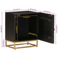 Нощно шкафче, черно, 40x30x50 см, мангово дърво масив и желязо