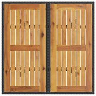 Градинска маса с плот от акация, черно, 80x80x75 см, полиратан