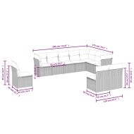 Градински комплект диван с възглавници 10 части кафяв полиратан