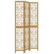 Разделител за стая, 3 панела, кафяв, дърво пауловния масив
