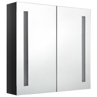 LED шкаф с огледало за баня, сияйно черно, 62x14x60 см