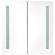 LED шкаф с огледало за баня, сияйно черно, 62x14x60 см