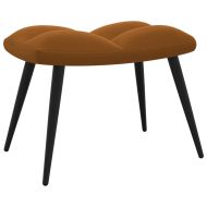 Стол за релакс с табуретка, кафяв, кадифе