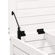 Градинска табуретка с възглавница, бяла, борова дървесина масив