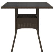 Градинска маса със стъклен плот кафява 80x80x75 см полиратан