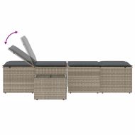 Шезлонги, 2 бр. с маса, светлосиви, полиратан