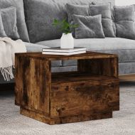 Маса за кафе с LED осветление, опушен дъб, 50x49x40 см