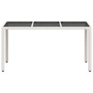 Градинска маса със стъклен плот бяла 150x90x75 см полиратан
