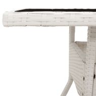 Градинска маса със стъклен плот бяла 80x80x75 см полиратан