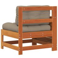 Градинско кресло с подлакътник с възглавница восъчнокафяв бор