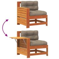 Градинско кресло с подлакътник с възглавница восъчнокафяв бор