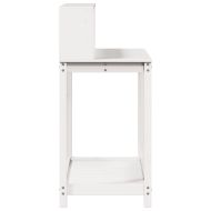 Маса за разсаждане с рафтове, бяла, 108x50x109,5 см, бор масив