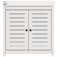 Маса за разсаждане с рафтове, бяла, 82,5x50x86,5 см, бор масив