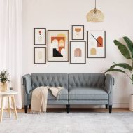 Честърфийлд диван 2-местен светлосив плат