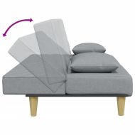 2-местно канапе с възглавници и табуретка, светлосиво, текстил