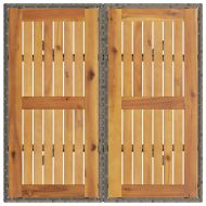 Градинска маса с плот от акация, сиво, 80x80x75 см, полиратан