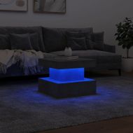 Маса за кафе с LED осветление, бетонно сива, 50x50x40 см
