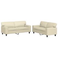 Комплект дивани от 2 части, кремав, изкуствена кожа