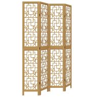 Разделител за стая, 4 панела, кафяв, дърво пауловния масив