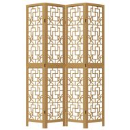 Разделител за стая, 4 панела, кафяв, дърво пауловния масив