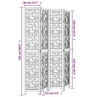 Разделител за стая, 4 панела, кафяв, дърво пауловния масив
