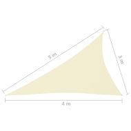 Слънцезащитно платно, Оксфорд плат, триъгълно, 3x4x5 м, кремаво