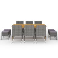 Градински трапезен комплект, 11 части, сив