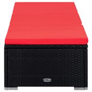 Градински шезлонги с маса за чай, 3 части, полиратан, черни