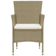 Градински трапезен комплект, 7 части, бежов полиратан