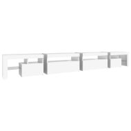 ТВ шкаф с LED осветление, бял, 290x36,5x40 см