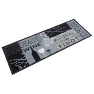 Кухненско килимче, миещо, винен мотив, сиво, 45x150 см, кадифе