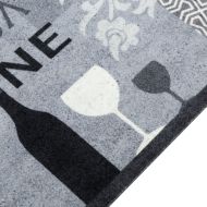 Кухненско килимче, миещо, винен мотив, сиво, 60x180 см, кадифе