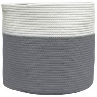 Кош за съхранение, сиво и бяло, Ø40x35 см, памук