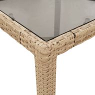 Градинска маса със стъклен плот бежова 190x90x75 см полиратан